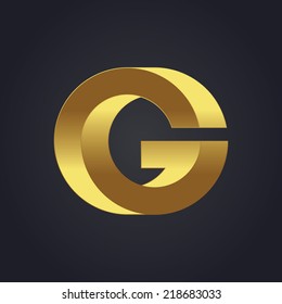 Vector graphic gold alphabet / impossible letter symbol / Letter G