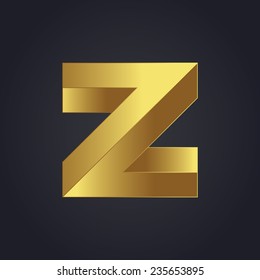 Vector graphic gold alphabet / impossible letter symbol / Letter Z