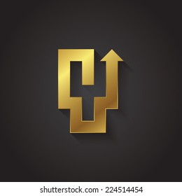 Vector graphic gold arrow alphabet letter symbol / Letter Y