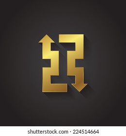 Vector graphic gold arrow alphabet letter symbol / Letter I