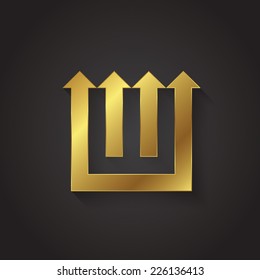Vector graphic gold arrow alphabet letter symbol / Letter W