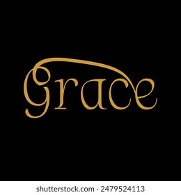 Vector graphic of Gold glitter script girl name Grace for invitation cards, thank you cards, envelopes, t-shirts, stickers, greeting cards, wallpapers, banners, and stickers etc.
