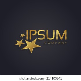 Vector graphic gold star symbol with sample text for your company