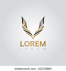 Vector graphic golden and black wings element