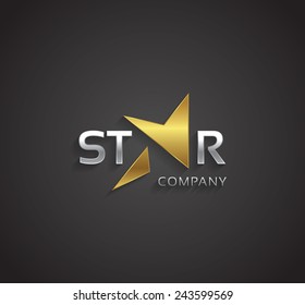 Vector graphic golden and silver elegant star symbol for your company