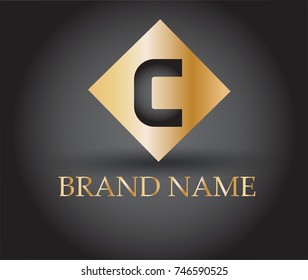 Vector graphic golden square C symbol