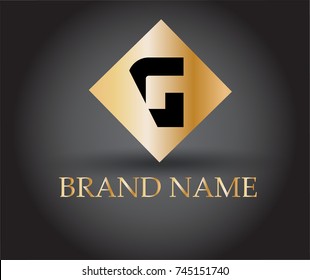 Vector graphic golden square G symbol