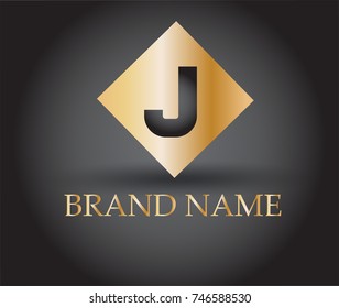 Vector graphic golden square J  symbol