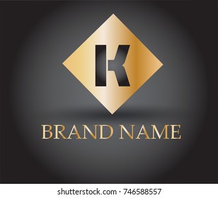 Vector graphic golden square K  symbol