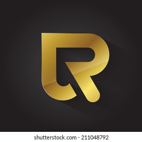 Vector graphic golden transformed letter R for your company