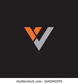 vector graphic golden V letter symbol on white and black background