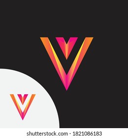 Vector graphic golden V letter symbol letter modern iconic logo design.