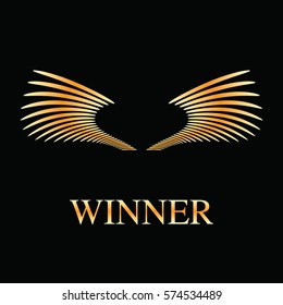 Vector graphic golden wings symbol for your company