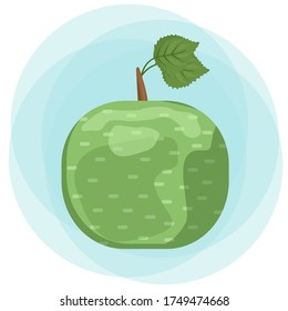 Vektorgrafik von grünem Apfel auf blauem Hintergrund. Illustration von gesundem Essen für Symbole, Logo und Banner.