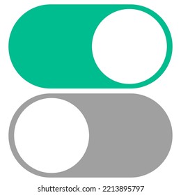 Vector graphic of green and grey toggle switches representing selected and not selected. Often used in mobile phone apps