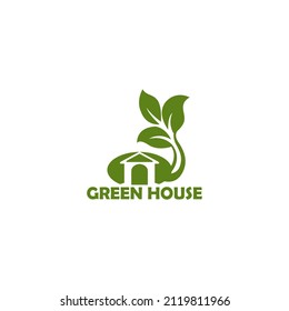 logotipo vectorial de casa verde, logotipo de árbol, plantilla de logotipo de granja de viviendas, diseño sencillo. puede utilizarse como símbolo, identidad de marca, logotipo de la empresa, icono u otro.
