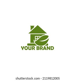vector graphic green house logo, tree logo, home farm logo template, simple design. can be used as a symbol, brand identity, company logo, icon, or other.