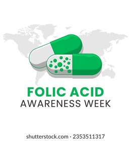 Vector graphic of Green pill cartoon illustrations suitable for folic acid awareness week