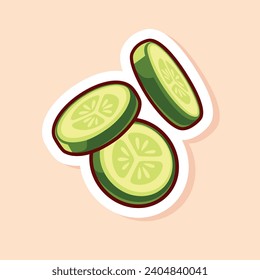 vector graphic of green slice cucumbers vegetable falling with cute cartoon design style isolated. perfect for logo. sticker. icon. etc.