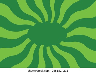 Vector graphic of green sun rays, simple design, flat color background, symmetrical design, minimalist style, simple lines, no shadows, green tones.