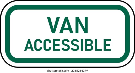 Vector graphic of a green usa Van Accessible MUTCD highway sign. It consists of the wording Van Accessible contained in a white rectangle svg
