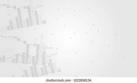 Vector graphic grey background of economy stock graph bars and lines for presentation in concept of business investment and finance.