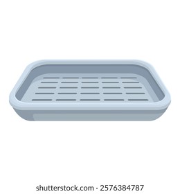 Vector graphic of a grey plastic dish draining tray, isolated on white background