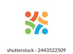 Vector graphic group connection logo.Eight people in the circle.logo team work Pro Vector
