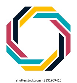 Vector graphic group connection logo.Eight people in the circle.logo team work