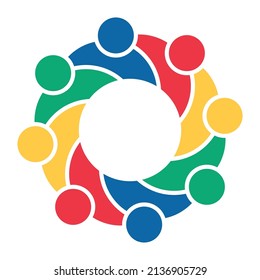 Vector graphic group connection logo.Eight people in the circle.logo team work