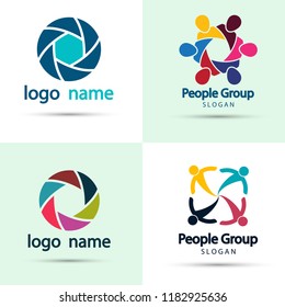Vector graphic group connection logo.people in the circle.logo team work