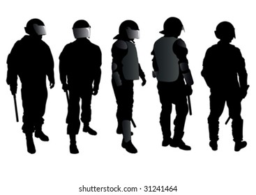 Grupo gráfico vectorial de las fuerzas especiales de la policía. Aislado sobre un fondo blanco