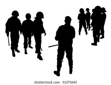 Grupo gráfico vectorial de las fuerzas especiales de la policía. Aislado sobre un fondo blanco