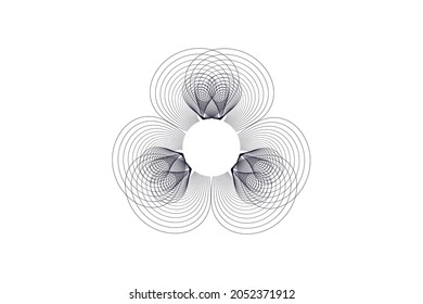 Vector graphic of Guilloche pattern on white background. line elements for money design. Simple mandala design. Good for certificate, wedding invitations, banknote, money design, currency.
