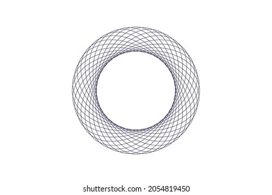 Gráfico vectorial del patrón Guilloche sobre fondo blanco. Rosette (elementos de línea) para el diseño de dinero. Diseño simple de mandala. Bien por certificado, invitaciones a bodas, billetes, diseño de dinero, moneda.
