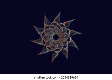 Vector graphic of Guilloche pattern on dark blue background. Vector certificate texture. Texture for certificate, wedding invitations, banknote, money design, currency, note, check, ticket etc.
