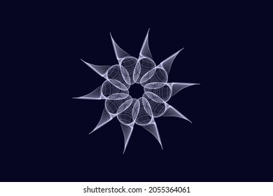 Vector graphic of Guilloche pattern on dark blue background. Vector certificate texture. Texture for certificate, wedding invitations, banknote, money design, currency, note, check, ticket etc.
