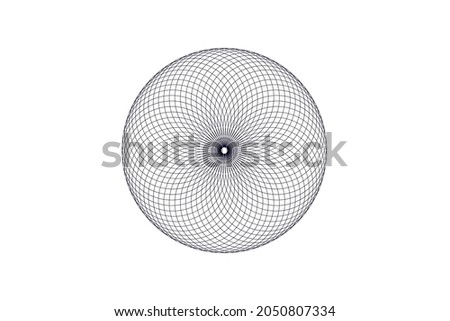 Vector graphic of Guilloche pattern on white background. Rosette (line elements) for money design. Simple mandala design. Good for certificate, wedding invitations, banknote, money design, currency.
