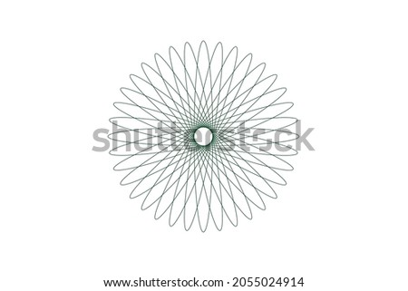 Vector graphic of Guilloche pattern on white background. Rosette (line elements) for money design. Simple mandala design. Good for certificate, wedding invitations, banknote, money design, currency.
