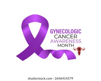  Vector graphic of Gynecologic Cancer Awareness Month is Unite to Educate, Empower, and Save Lives. Increase awareness of cervical, ovarian, uterine, vaginal, and vulvar cancers. Banner poster, social