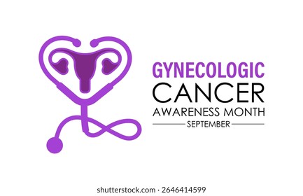  Vector graphic of Gynecologic Cancer Awareness Month is Unite to Educate, Empower, and Save Lives. Increase awareness of cervical, ovarian, uterine, vaginal, and vulvar cancers. Banner poster, social