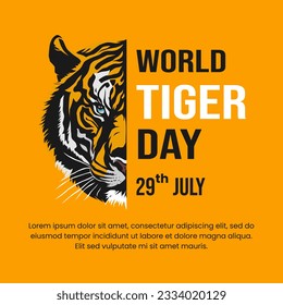 Vector graphic of half tiger head illustration with copy space area suitable for international tiger day celebration