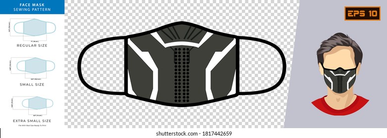 Gráfica vectorial de máscaras de Halloween en el diseño de máscaras. concepto de diseño de máscara facial abstracta. Plantilla de diseño de máscara facial, protección contra el polvo y respiración respiratoria médica respiratoria. máscara de halloween.vector EPS10.