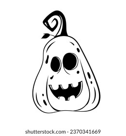 Vector graphic Halloween pumpkin cute face on white background. Great element for your design.