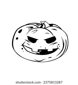 Vector graphic Halloween pumpkin with evil face on white background. Great element for your design.