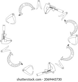 Vector graphic hand drawn with measuring instrument.  Idea for printing on notebooks, technical posters, create logo.  