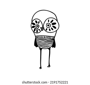 Vector graphic of Hand drawn owl isolated on white background. Vector illustration eps10.

