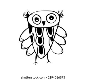 Vector graphic of Hand drawn owl isolated on white background. Vector illustration eps10.
