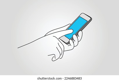 Vector graphic of hands scrolling through content on a smart phone