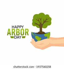 vector graphic of happy arbour day good for happy arbour day celebration. flat design. flyer design.flat illustration.